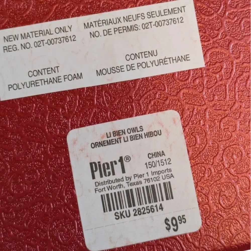 Pier 1 Li Bien 2014 Boxed Vintage Collectors Owl Ornament